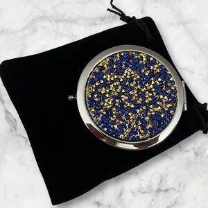 Blue and Gold Crystal Compact Mirror